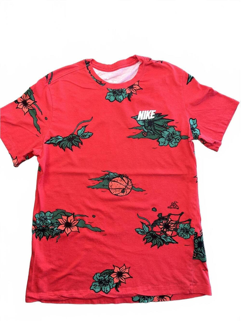 Nike The Nike Tee Red Floral Graphic T-Shirt Crew Neck Large